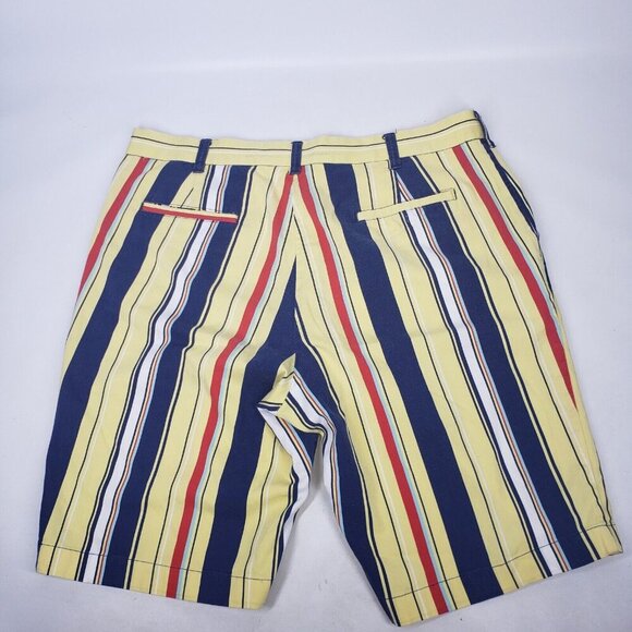 Loudmouth Golf Shorts Men’s Size US 38 Striped Bermuda Golf Blue Yellow … - Picture 14 of 15